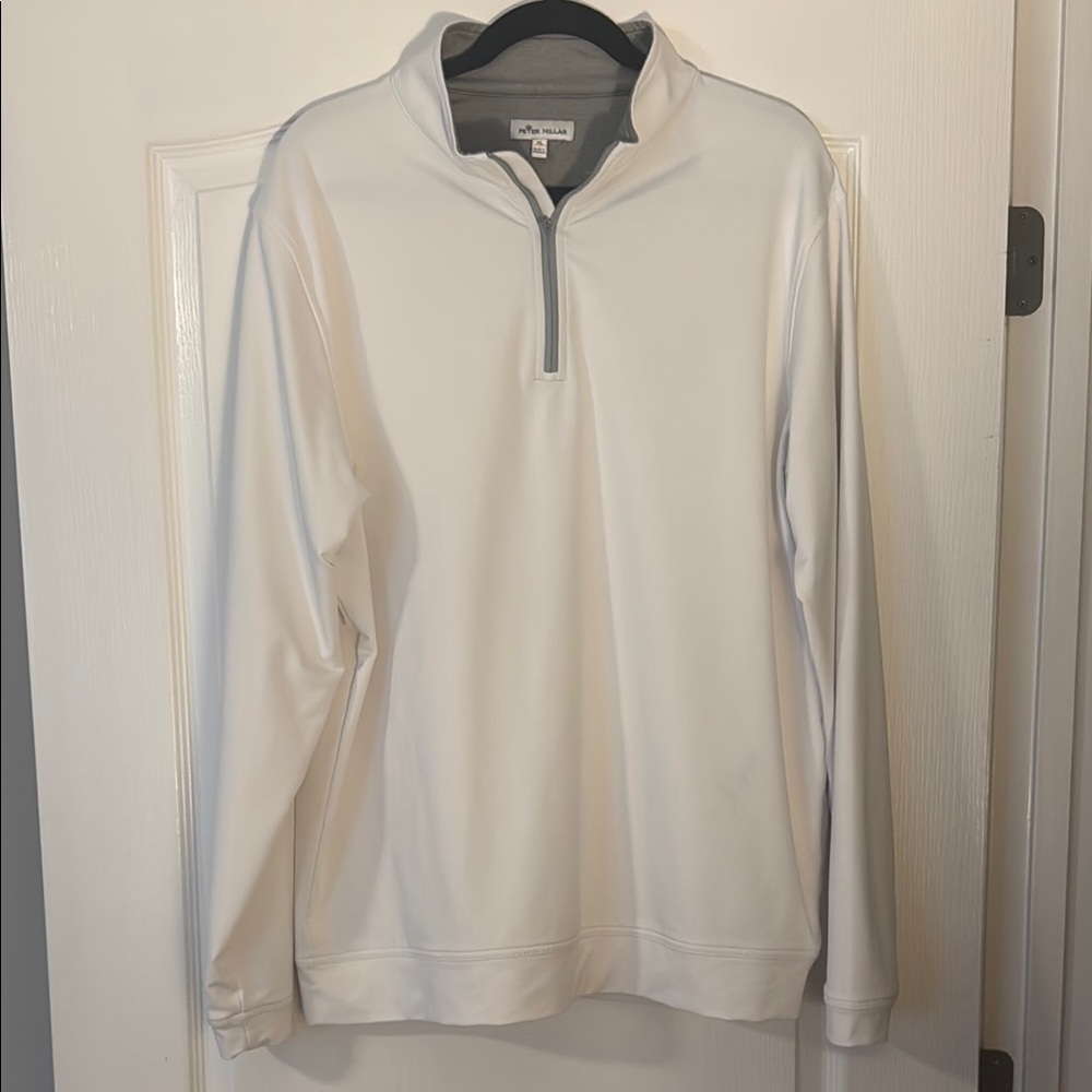 Peter Millar Men's Performance White Quarter-Zip Pullover